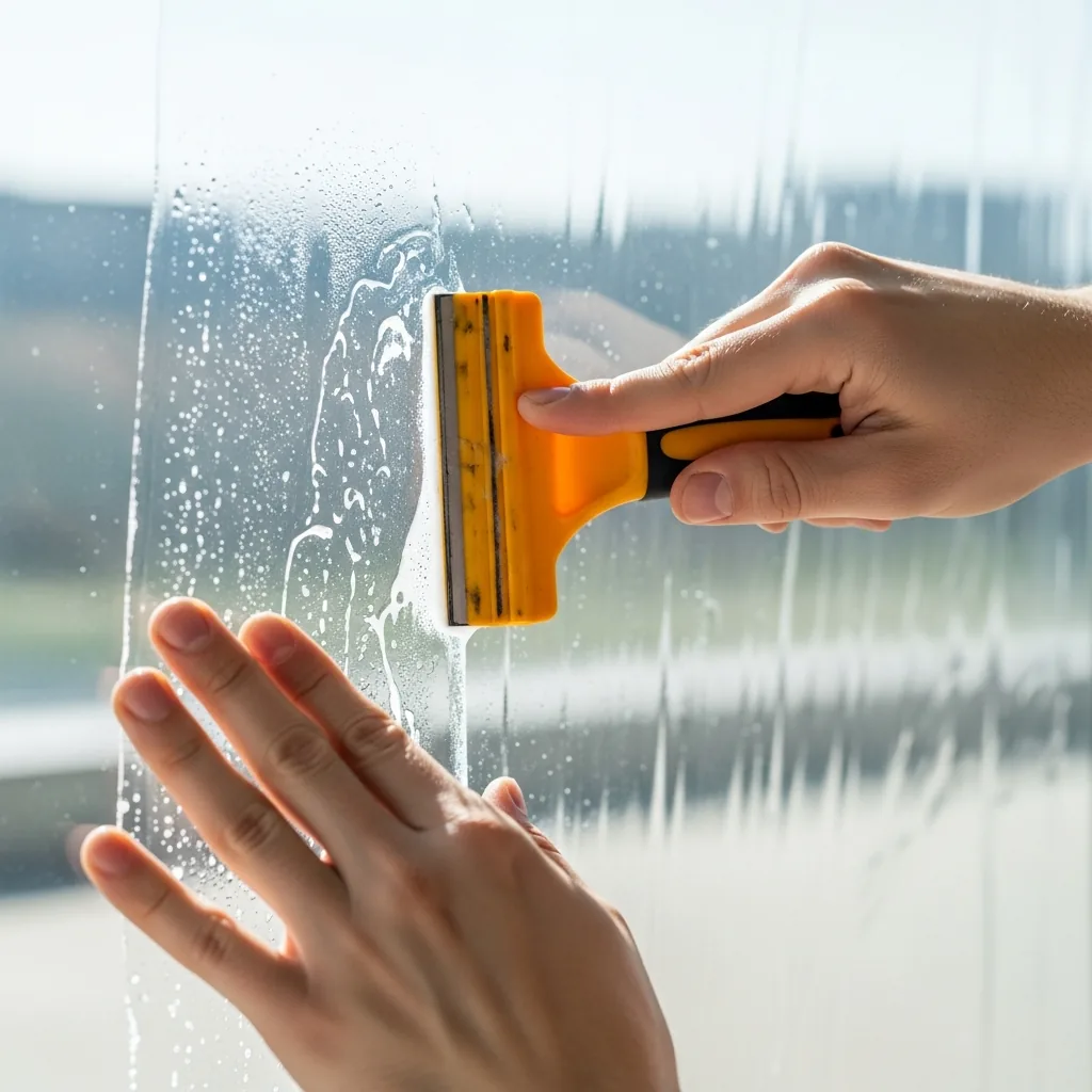 Certified Daniels installer applying professional security window film to a GTA storefront window