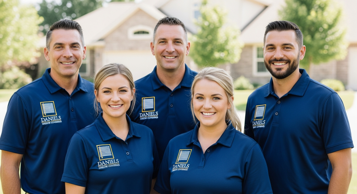 Daniels Window Coverings team in company golf shirts